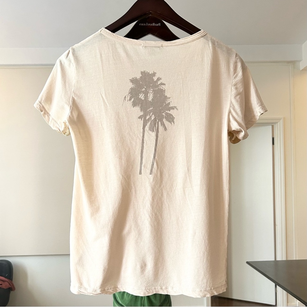 JAMES PERSE Palm Graphic Tissue Crew Neck Tee Silver 0 XS